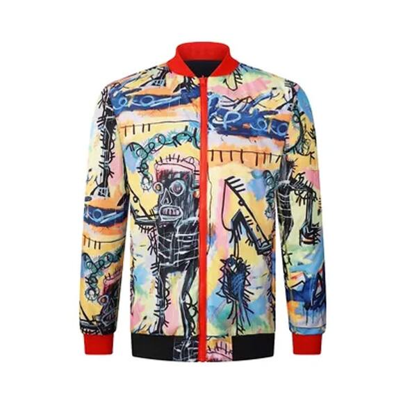 REASON x JEAN-MICHEL BASQUIAT Reversible Graffiti Jacket Sz M - Picture 2 of 8